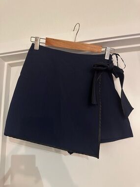Missguided Navy Wrap Skort with Side Tie Detail